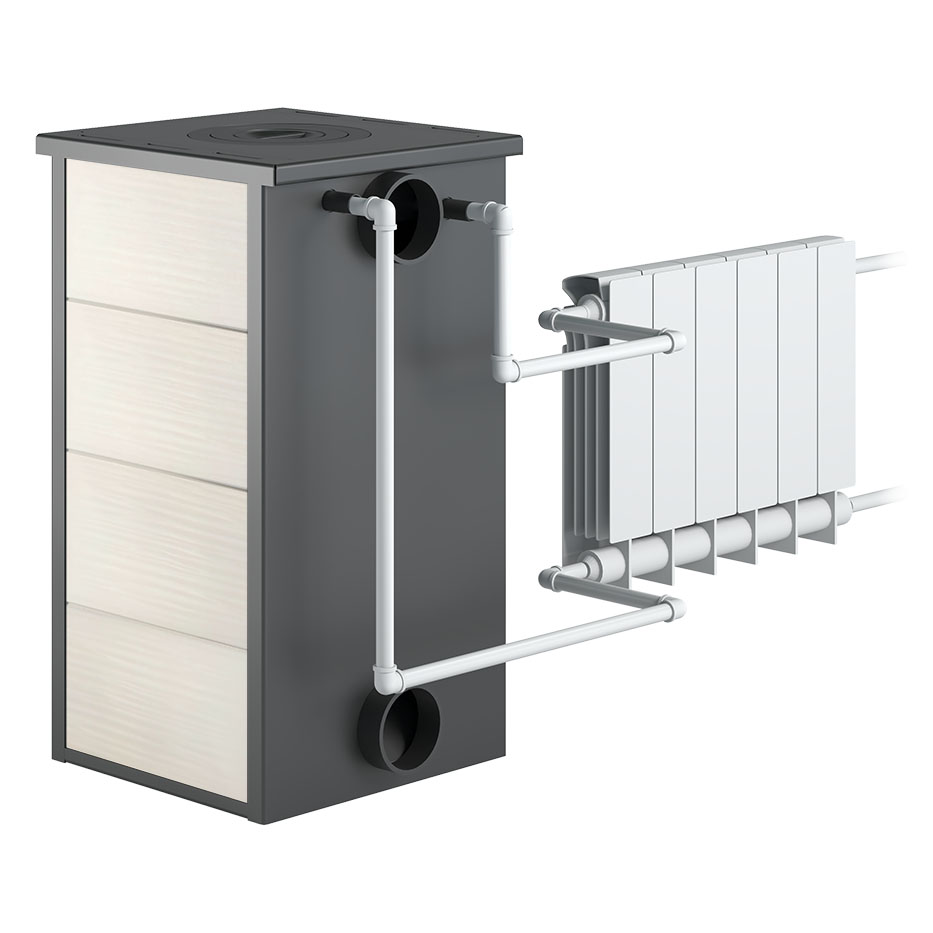 Печь-камин Везувий ПК-01 (270) с плитой и Т/О (бежевый) (миниатюра)