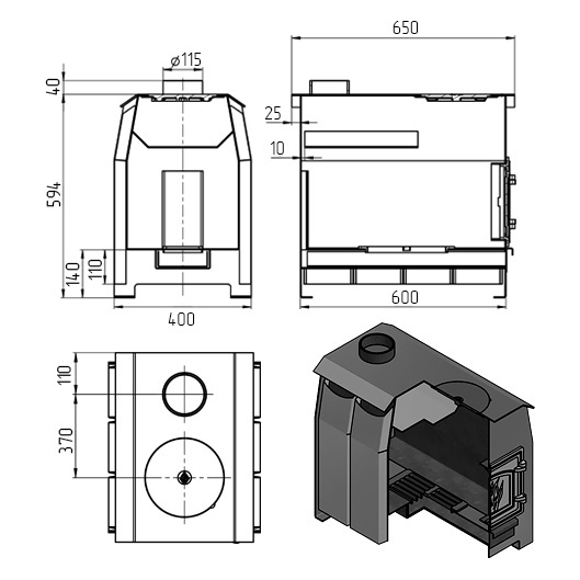 Отопительная печь Везувий Комфорт 200 (ДТ-3) (миниатюра)