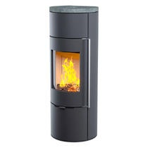 Печь-камин Astov R1 L (талькомагнезит)(Дверца Радиусное стекло, Ручка Длинная (нержавейка))