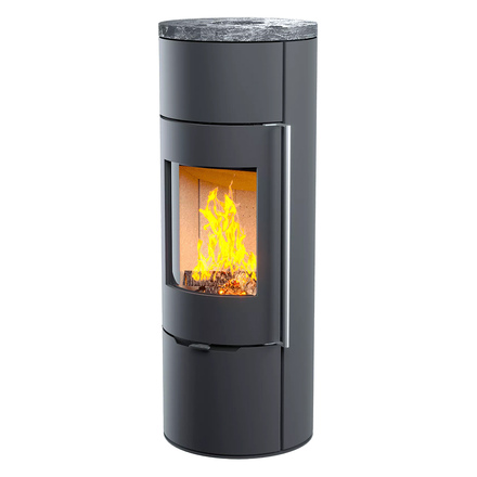 Печь-камин Astov R1.0 L (пироксенит)(Дверца Сталь, Ручка Короткая)