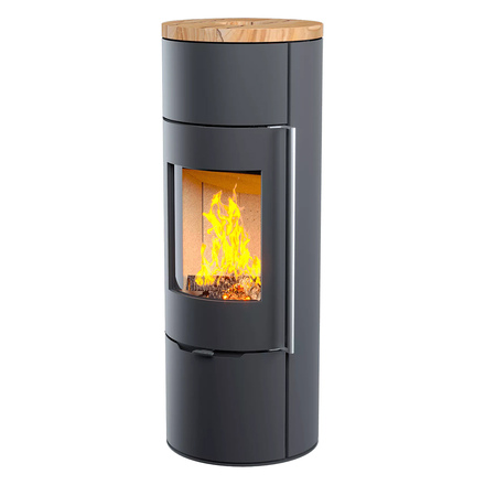 Печь-камин Astov R1.0 L (песчаник)(Дверца Радиусное стекло, Ручка Длинная (Черная))