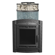   Банная печь ПроМеталл Атмосфера L в ламелях + сетка(Камень Талькохлорит)