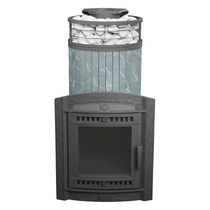   Банная печь ПроМеталл Атмосфера XL в ламелях + сетка(Камень Жадеит)