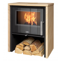   Печь-камин ABX Toledo Exclusive (низкий)(Черная сталь / песчаник)