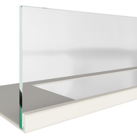   Стекло декоративное для биокаминов Zefire Elliot белого со стемалитом(Ширина камина 1800 (Ширина камина) )