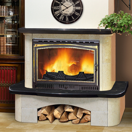   Каминная облицовка Madeira Priscilla Comfort ++ (пристенная)(Мрамор Rosso Portugalo / Dark Chokolate, Тип топки под топку 800)