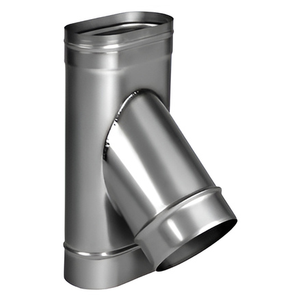   Тройник 45° Вулкан VOR (нержавейка, AISI 321/0,5мм)(Диаметр Ø 100/200 мм, Диаметр выхода Ø130 мм)