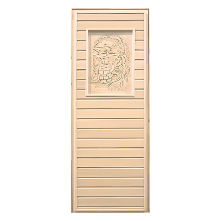   Дверь для бани/сауны LK Глухая с резьбой(короб листва)