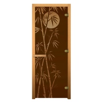   Дверь для бани/сауны LK Бронза с рисунком \Бамбук\(Размер полотна 1900х700 мм, Петли 3 петли 710 CR (справа), Материал коробки Осина)