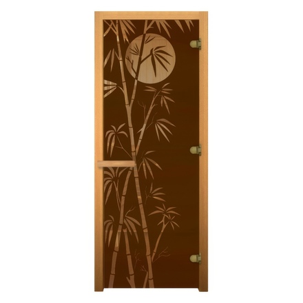   Дверь для бани/сауны LK Бронза с рисунком \Бамбук\(Размер полотна 1900х700 мм, Петли 3 петли 710 CR (справа), Материал коробки Осина)