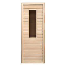   Дверь для бани/сауны LK с прямоугольным стеклом(короб листва)