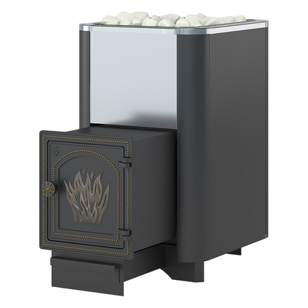   Чугунная печь для бани Везувий Сенсация 22 Антрацит (Дверь: ДТ-4)(Камни -, Сетка на трубу -)