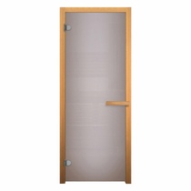   Дверь для бани/сауны LK Сатин Матовая (осина)(Размер полотна 1800х700 мм, Петли 2 петли 716 CR, Толщина стекла 6 мм)