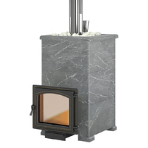   Дровяная печь для бани ВЕЗУВИЙ Легенда Русский Пар 24 (240) в облицовке(Облицовка Талькохлорит S-40, Камни -)