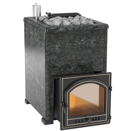 Печь для бани Эверест INOX 28 (205) в облицовке (Пироксенит)