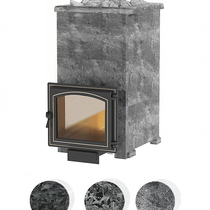   Дровяная печь для бани ВЕЗУВИЙ Легенда Русский Пар 18 (240) в облицовке(Облицовка Талькохлорит, S-40, Камни -)
