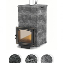   Дровяная печь для бани ВЕЗУВИЙ Легенда Русский Пар 18 (240) в облицовке NEXT(Облицовка Талькохлорит, S-40, Камни -)