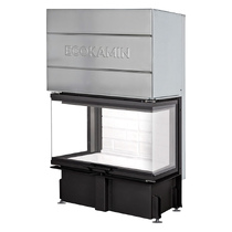   Каминная топка EcoKamin Дельта 800 три стекла принтинг (подовое горение)(белый шамот)