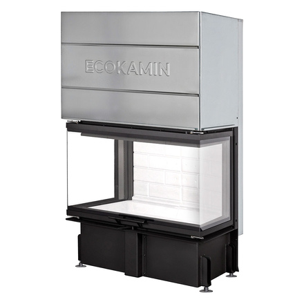   Каминная топка EcoKamin Дельта 800 три стекла принтинг (подовое горение)(белый шамот)