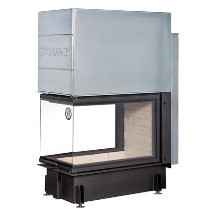   Каминная топка EcoKamin Дельта 900 P три стекла принтинг (подовое горение)(белый шамот)