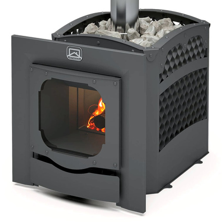   Дровяная печь для бани Теплодар Былина-сетка 12 Ч Панорама (1.2)