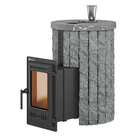 Печь для бани Эверест Steam Master 18 ЧУГУН, ламель Рваный камень, S-20