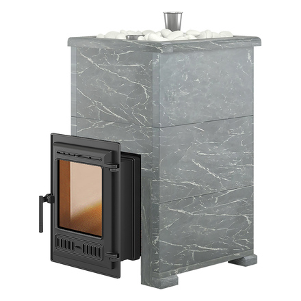   Банная печь Эверест \Steam Master\ 24 ЧУГУН в облицовке(Пироксенит Элит, S-40)