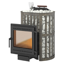   Чугунная печь для бани Везувий Ураган Ковка 16 (505)(Камни -, Сетка на трубу -)