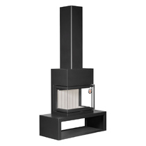   Камин Экокамин Мадрид на дровнике Гигант центральный подовый(Чёрный шамот)