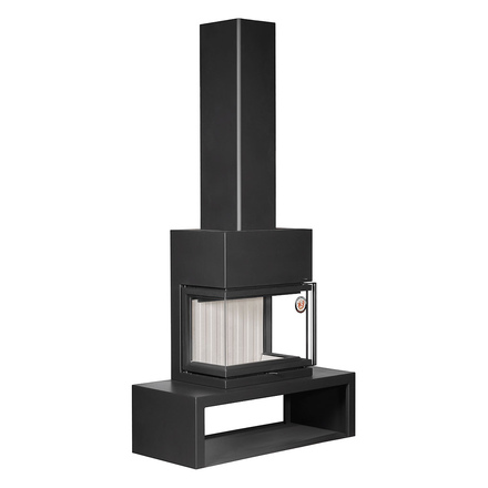   Камин Экокамин Мадрид на дровнике Гигант центральный подовый(Чёрный шамот)