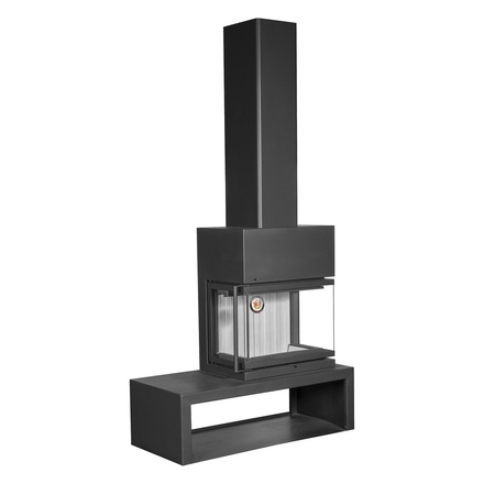   Камин Экокамин Мадрид на дровнике Гигант угловой подовый(Правый, Шамот Чёрный)