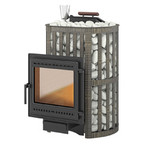   Чугунная печь для бани Везувий Ураган Ковка 22 (505)(Камни -, Сетка на трубу -)