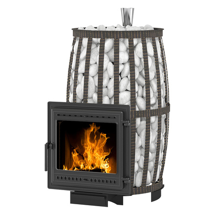   Чугунная печь для бани ВЕЗУВИЙ Легенда Русский Пар Ковка 30 (505)(Камни -, Сетка на трубу -)