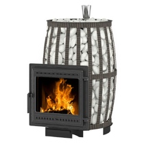   Чугунная печь для бани Везувий Легенда Русский Пар Ковка 24 (Дверь: 505)(Камни -, Сетка на трубу -)