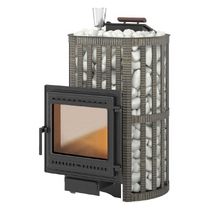   Чугунная печь для бани Везувий Ураган Ковка 28 (Дверь: 505)(Камни -, Сетка на трубу -)