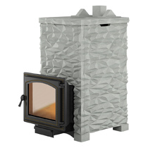   Дровяная печь для бани ВЕЗУВИЙ Легенда Русский Пар 24 (240) в облицовке NEXT \Дюна-3\(Облицовка Талькохлорит, Камни -)