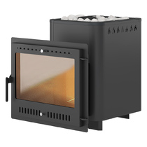   Дровяная печь для бани Везувий Русичъ Антрацит 16 Панорама \М\(Камни -, Сетка на трубу -)