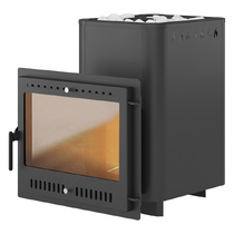   Дровяная печь для бани Везувий Русичъ Антрацит 22 Панорама(Камни -, Сетка на трубу -)