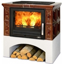   Кафельная печь-камин ABX Panonie (стальная вставка)(Цвет кафеля Зеленый)