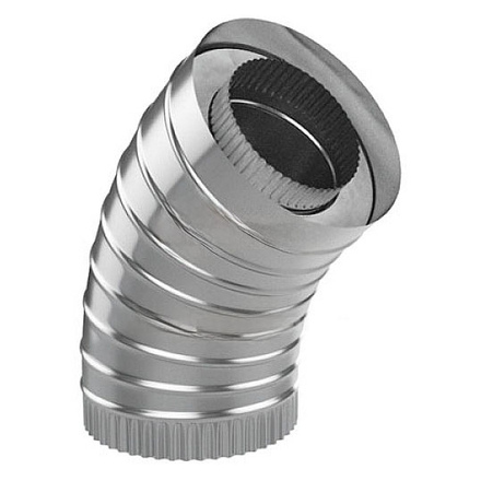   Сэндвич-отвод LAVA 150/220, угол 45*, нерж. 439 (0,8)/439 (0,5) Standart