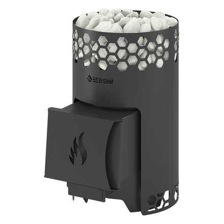   Дровяная печь для бани Везувий Чёрная Пчёлка(Камни -, Сетка на трубу -)