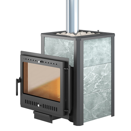   Чугунная печь для бани Везувий Легенда 22 Панорама \М\ Талькохлорит(Без камней)