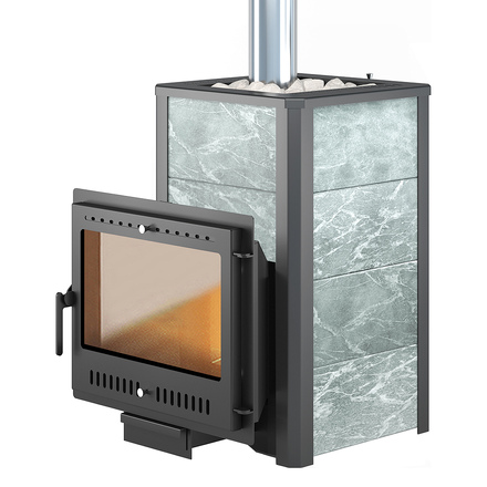   Чугунная печь для бани Везувий Легенда 28 Панорама \М\ Талькохлорит(Без камней)