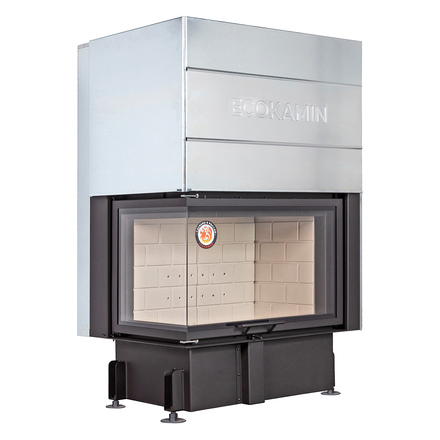   Каминная топка EcoKamin Дельта 800LP левая принтинг (подовое горение)(белый шамот)