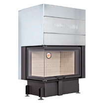   Каминная топка EcoKamin Дельта 800LP левая принтинг (подовое горение)(черный шамот)