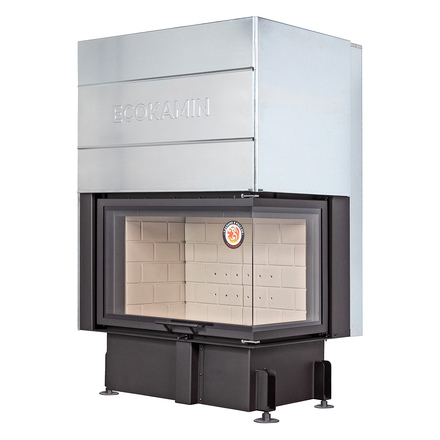   Каминная топка EcoKamin Дельта 800RP правая принтинг (подовое горение)(черный шамот)