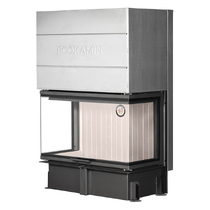   Каминная топка EcoKamin Дельта 1000 PV три стекла (подовое горение)(белый шамот)