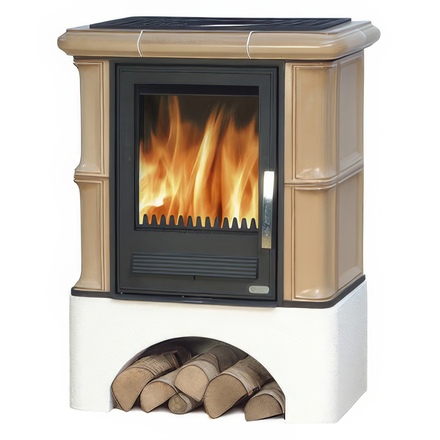   Кафельная печь-камин ABX Bavaria K (прямой цоколь) с теплообменником(ахорн (белый))