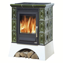   Кафельная печь-камин ABX Helvetia LPI (белый цоколь, чугунная вставка)(Коричневый)