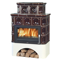   Кафельная печь-камин ABX Karelie (белый цоколь)(Зеленый)